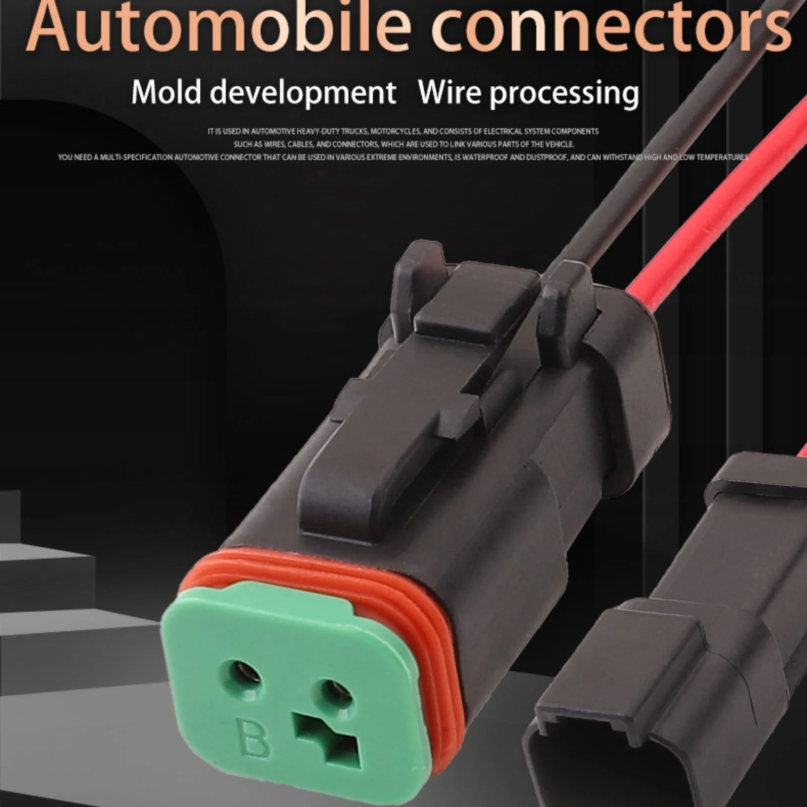2-PIN Connector Waterproof 1.6mm Series Male Female Connectors Wiring Harness DT04-2P-E005 DT06-2S-E004
