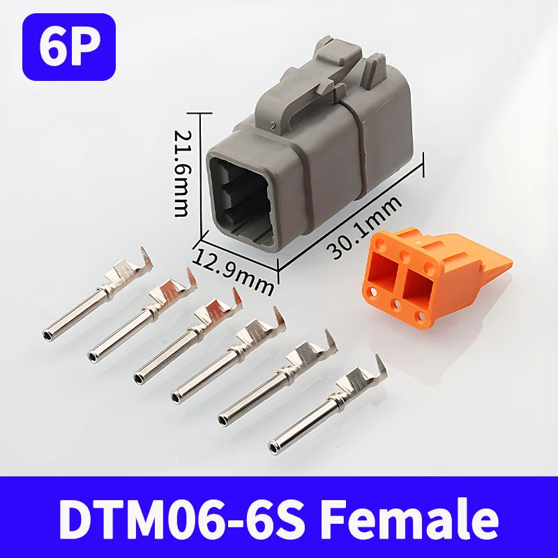 Deutsch DTM Series Sealed Connector Kit (DTM06 & DTM04) 1-10 Boxes - Automotive Waterproof Plug with Terminals & Pins for Truck