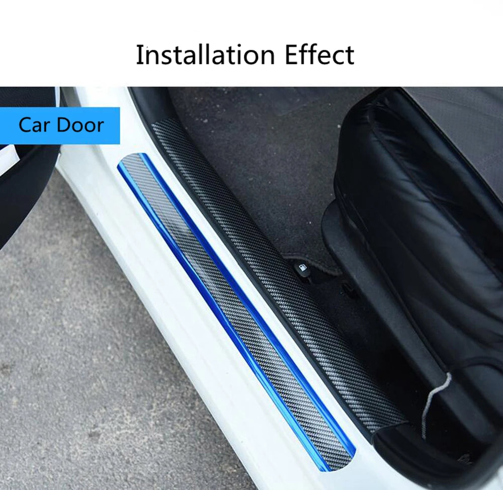 Car Stickers Anti Scratch Door Sill Protector Rubber Strip Carbon Fiber Threshold Protection Bumper Film Styling  Accessories