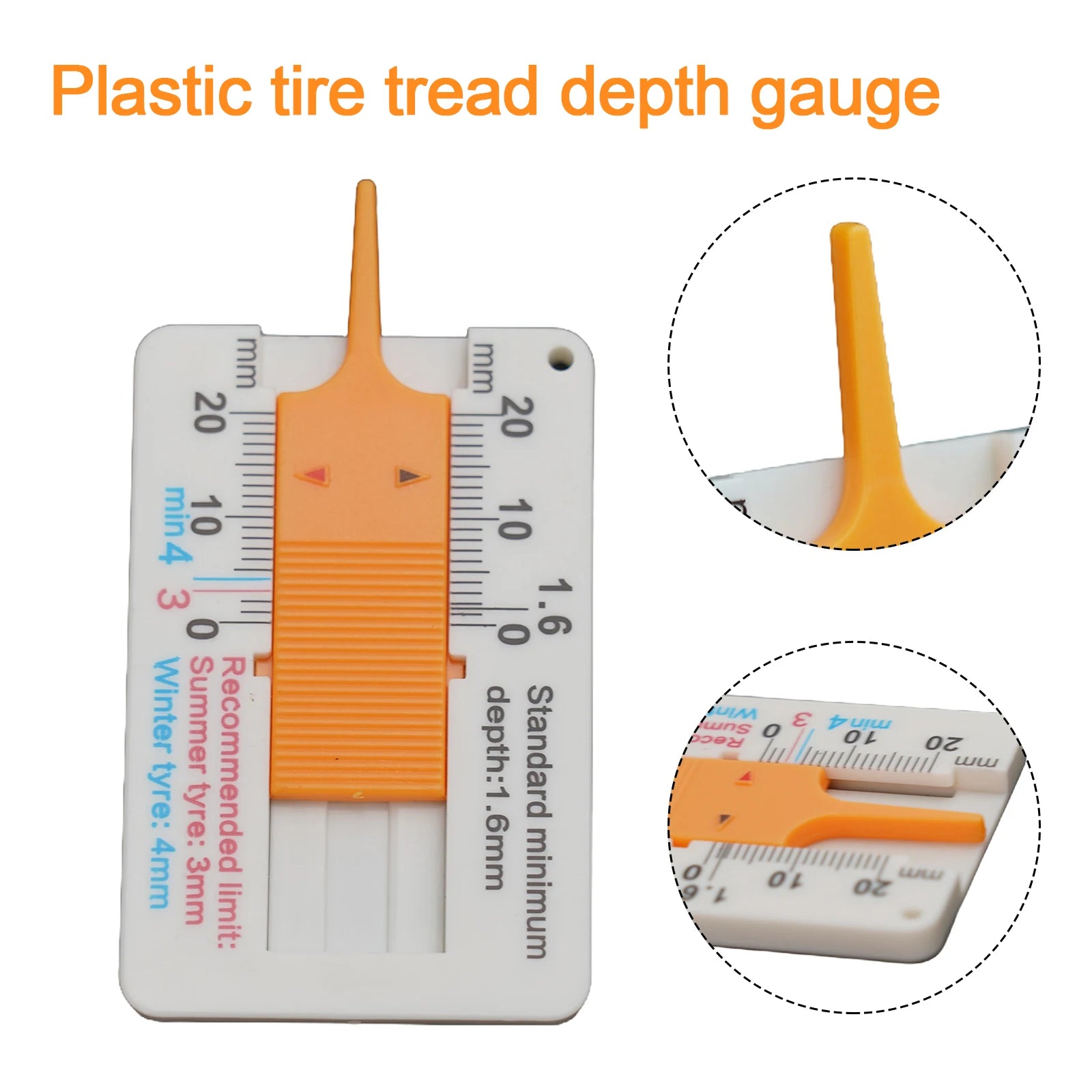 1 PCS Plastic Tire  Tread Ruler 0-20MM Vernier Depth  Caliper Tire Tread Depth Ruler Tire  Tread Depth Ruler  Vernier Depth Gage