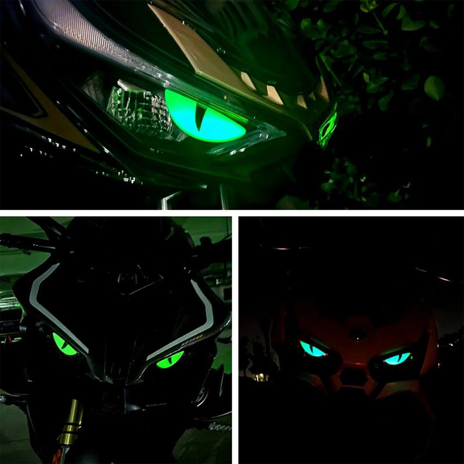 Compact Night Light 3D Devil Eye Stickers Motorcycle Electric Scooter Modified Decorative Front Stickers Windshield Stickers