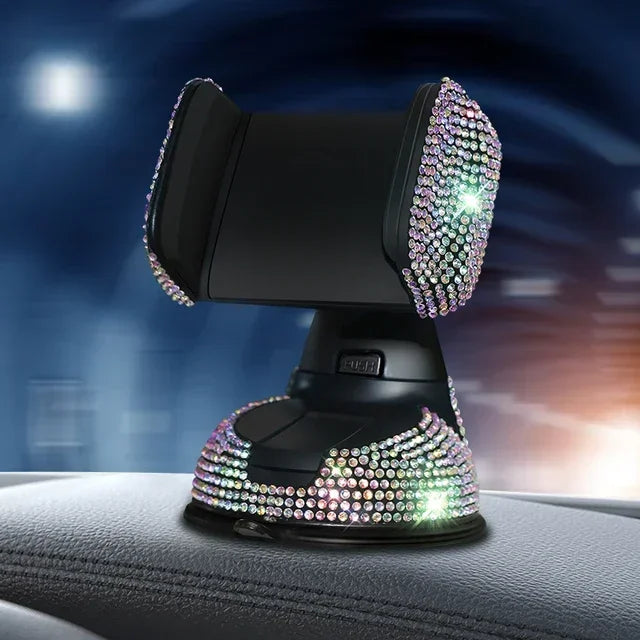 Elegant Rhinestone Car Phone Holder Universal Rotatable Secure Perfect for Easy Navigation and Style Interior Woman Accessories