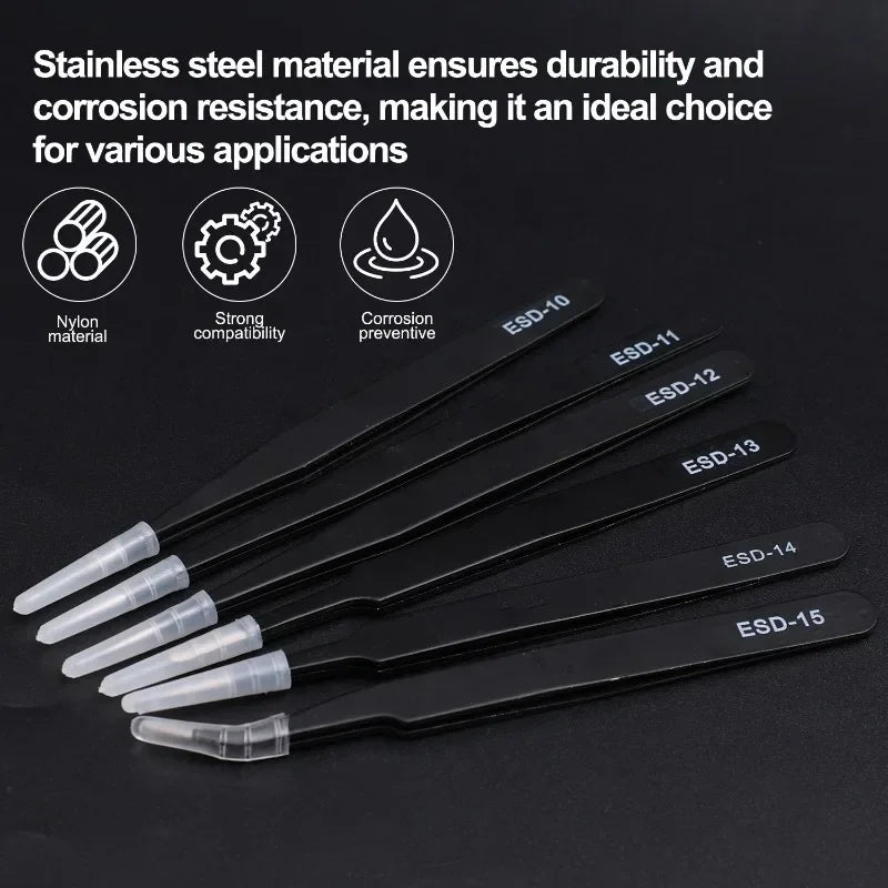 Anti-Static Stainless Steel Tweezers Precision Maintenance Industrial Electronic Repair Tool Car Body Sheet Metal Repair Tools