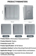 IP66 Outdoor Wall Switch 16A Weatherproof Push Button - 1/2/3 Gang Electrical for Garden/Patio/Exterior Use