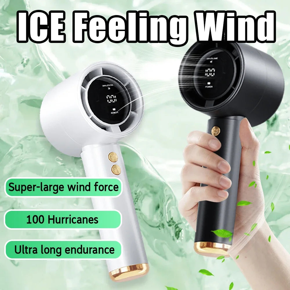 Motorcycle USB Mini Fan Powerful 100 Speed LED Display Handheld Fan Portable Charging Turbo Small Desktop Small Electric Amagi