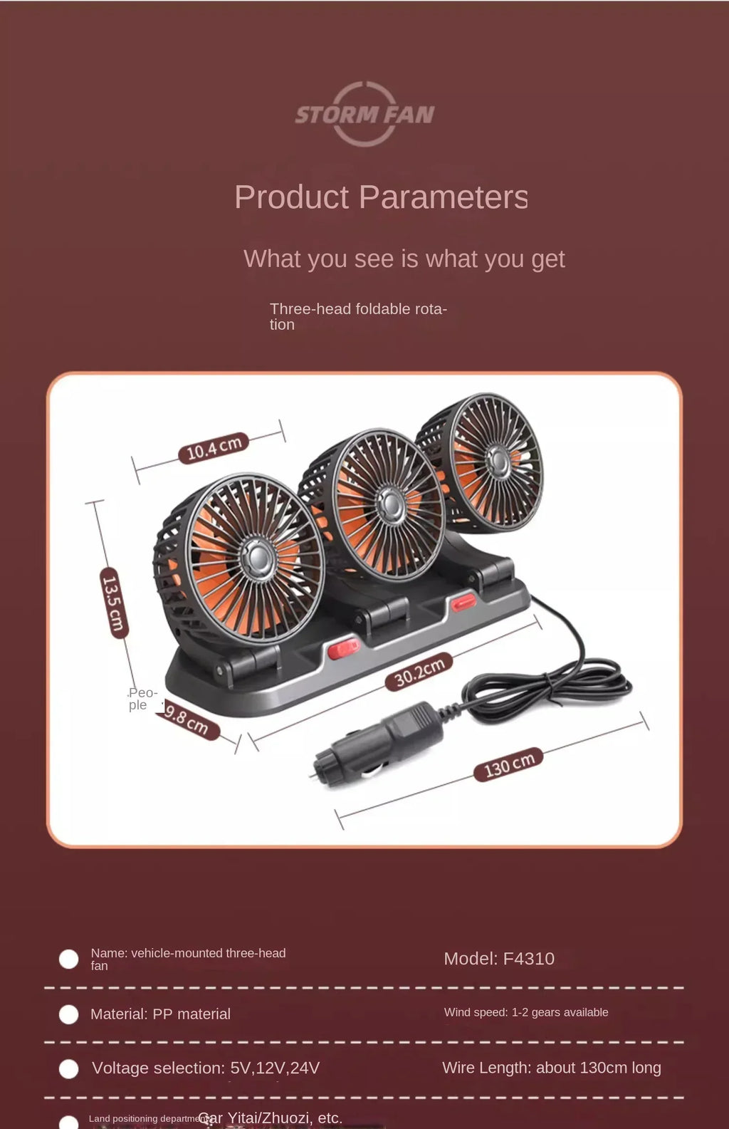 Car Fan 360° Adjustable 3 Head Air Fan Automotive Electric Fan USB/12V/24V Fan 2 Speeds Silent Fan For Home Desk Office Amagi
