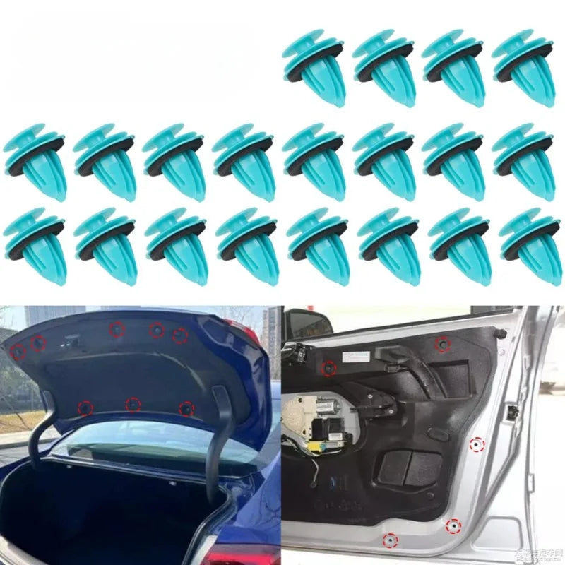100/20PCS Auto Door Panel Clip with Seal Ring Auto Fastener Rivet Bumper Clip Retainer Car Interior Retaining Accessories
