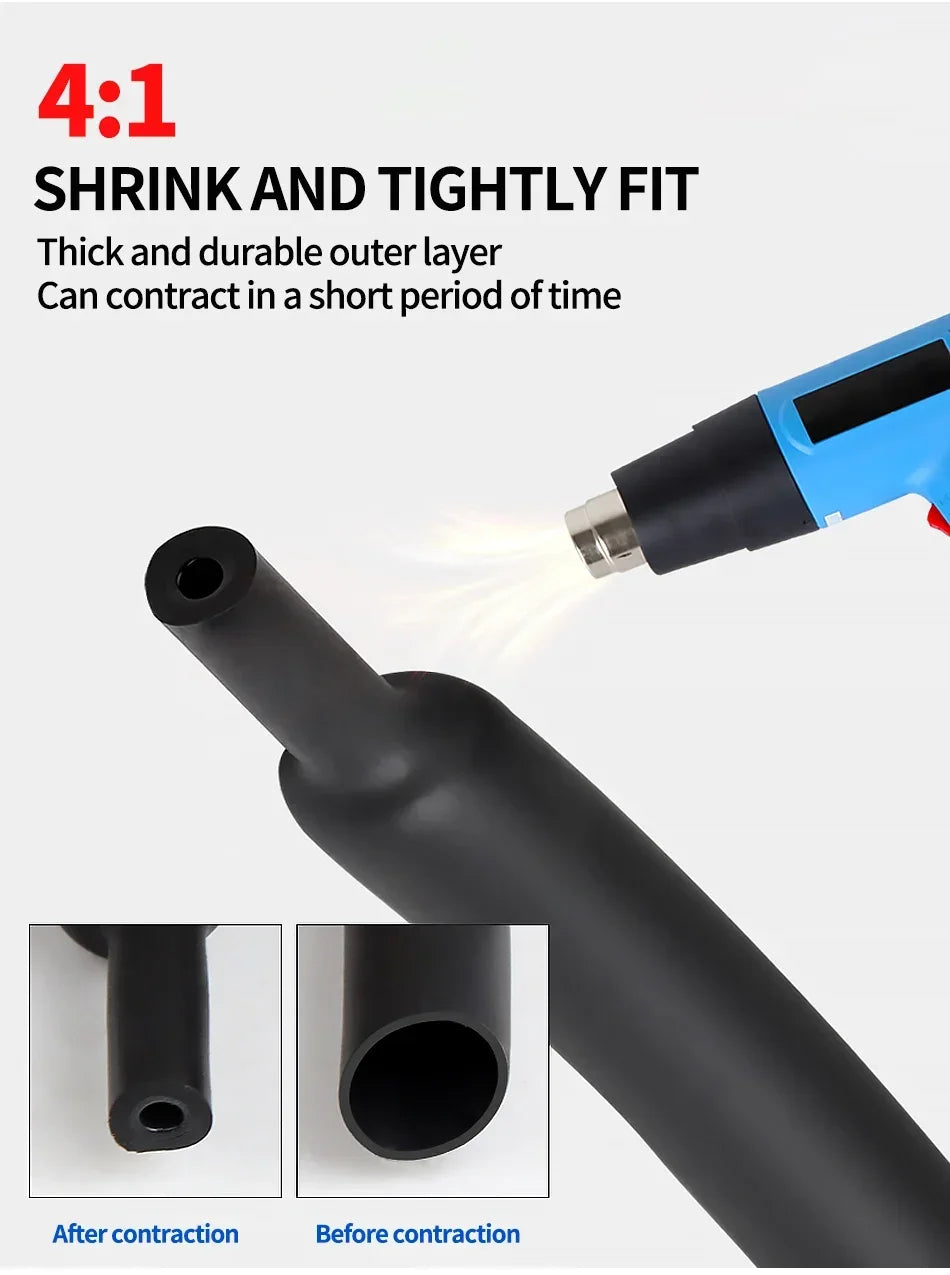 5Meter 4:1 Heat Shrink Tube with Glue Thermoretractile Heat Shrinkable Tubing Dual Wall Heat Shrink Tubing 4 6 8 12 16 20 24 32