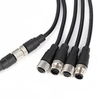 2m M12 Waterproof Sensor Cable, Male & Female Connector, 4/5/8/12 Pin, Integrated Injection Molded for Industrial Automation