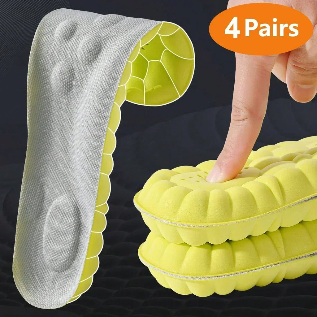 1/2 Pairs 4D Cloud Technologyt High Elasticity Sports Deodorant Insoles for Shoes PU Sole Breathe for Feet Men Running Insole
