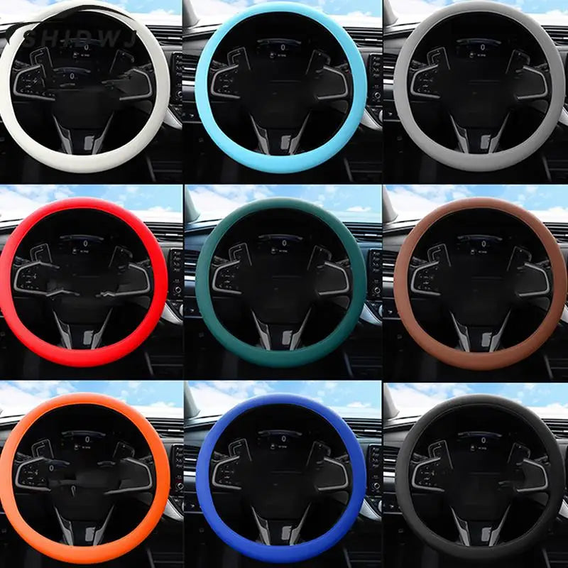 Car Universal Silicone Steering Wheel Cover Elastic Glove Cover Texture Soft Multi Color Auto Decoration DIY Accessories