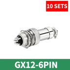 10 Pcs GX12 Aviation Circular Connector GX12-2Pin 3pin 4pin 5pin 6pin 7pin Male Female 12MM M12 Fixed Rear Nut Plug&Socket
