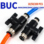 BUC Pneumatic Manual Valve - Straight Head Quick Coupling Steering Switch Manual Ball Valve for Air Hose (4mm,6mm,8mm,10mm,12mm)