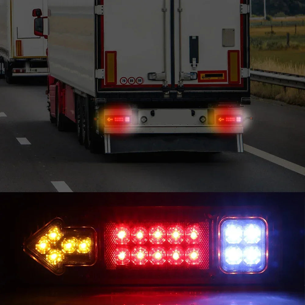 24V Trailer Truck LED Rear Taillight Arrow LED Tail Lamp Boat RV Caravan Van Reversing Night Driving Safety Warning Light Amagi