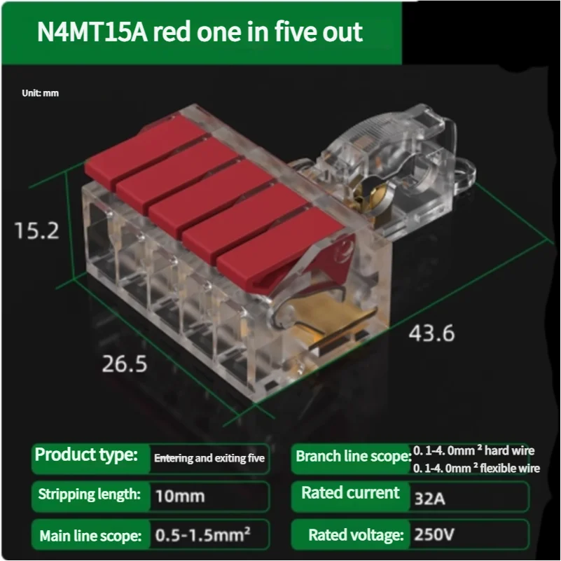 T-Type No-Stripping Quick Wire Connector Terminal Block ,Wire Splitter/Combiner Fast Connector for Household Electrical Wiring