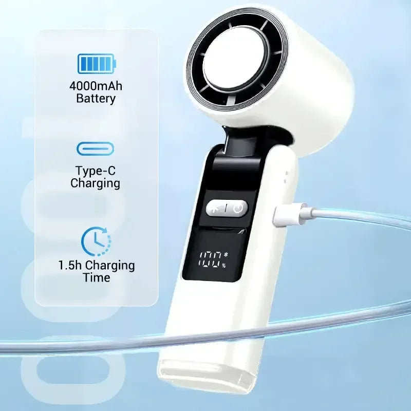 4000mAh Rechargeable Electric Handheld Fan 100 Speeds Adjustable Portable Travel Outdoor Foldable Mini Air Cooling Turbo Amagi