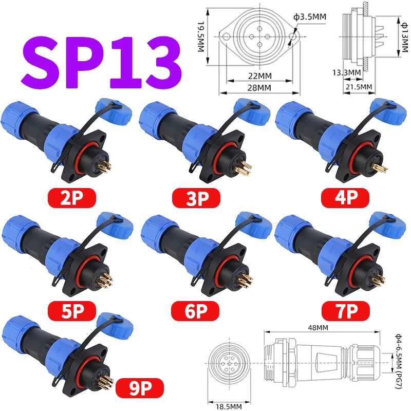 IP68 Waterproof Aviation Connector, Panel Mount Male Female Plug Socket for Industrial Equipment, 2–12 Pin Circular Connector