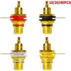 10/20/40PCS Gold-Plated RCA Jack Connectors, Zinc Alloy Single AV Coaxial Socket for Audio Video Panel Mount Applications
