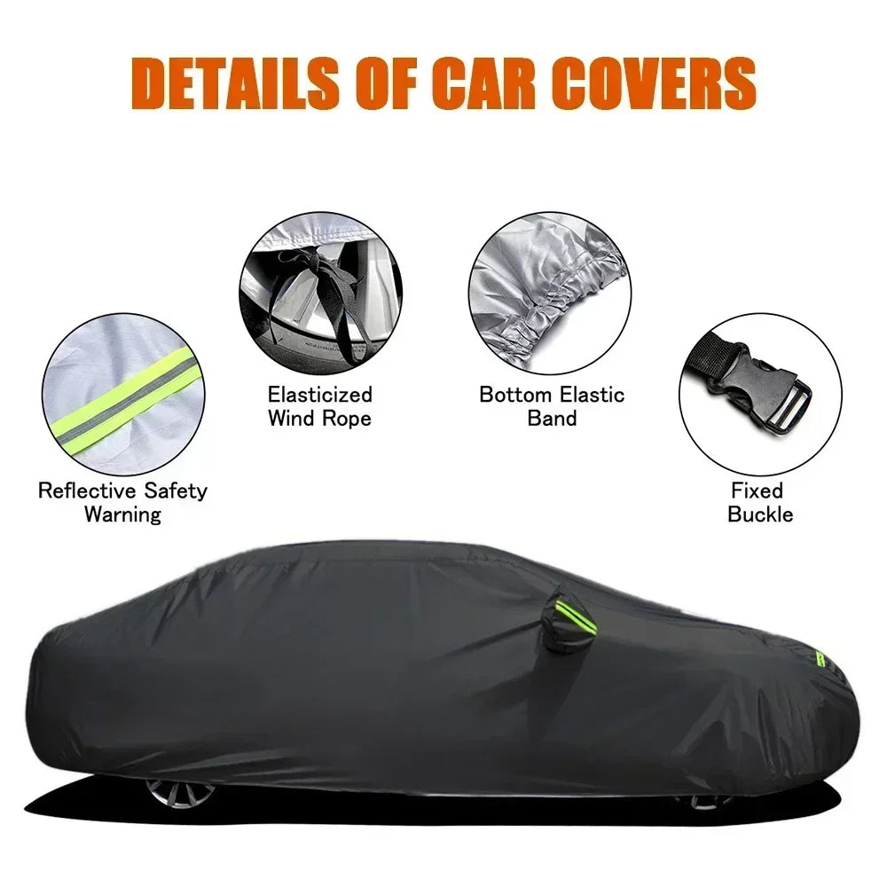 Universal For Audi A3 A4 A5 A6 A7 B7 B8 C5 Q2 Q3 Q5 7 Body Full Covers Black/Silver Outdoor Sun Snow Rain Protection Cover Amagi