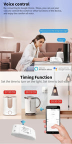 Tuya WiFi Smart Switch Module 1-5PCS - Alexa/Google Home Compatible LED Controller with Smart Life App for Remote Light Control