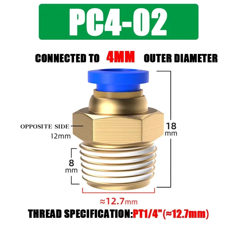 10/50PCS Pneumatic Fitting Air Connector PC 4mm 6mm 8mm 10mm 12mm Thread 1/8" 1/4" 3/8" 1/2" Hose Fittings Pipe Quick Connectors