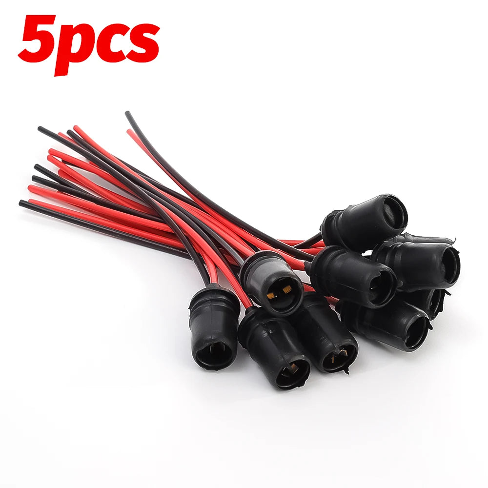 T10 W5W Lamp Holder Light Bulb Socket Car Motorcycle Rubber Connector Holder Extension LED Lamp Bulb Base Holder Wire Adapter