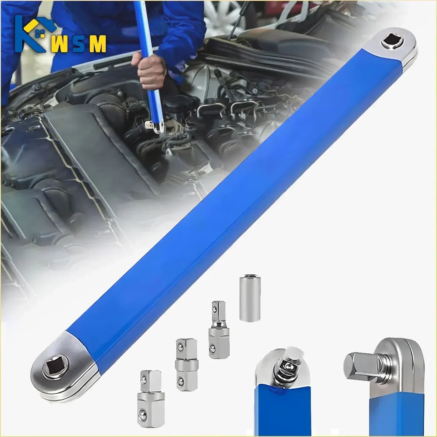 15-inch Extension Wrench 3/8" Offset Impact-Ready Socket Wrench Tool Versatile Square Drive Adapters Extension Ratchet Wrench