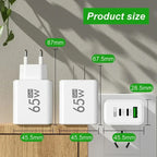 65W Type C USB GaN EU/US/KR Plug Fast Charging Charger 4 In 1 Multi Ports Quick Charging Wall USB Type C Power Adapter Amagi