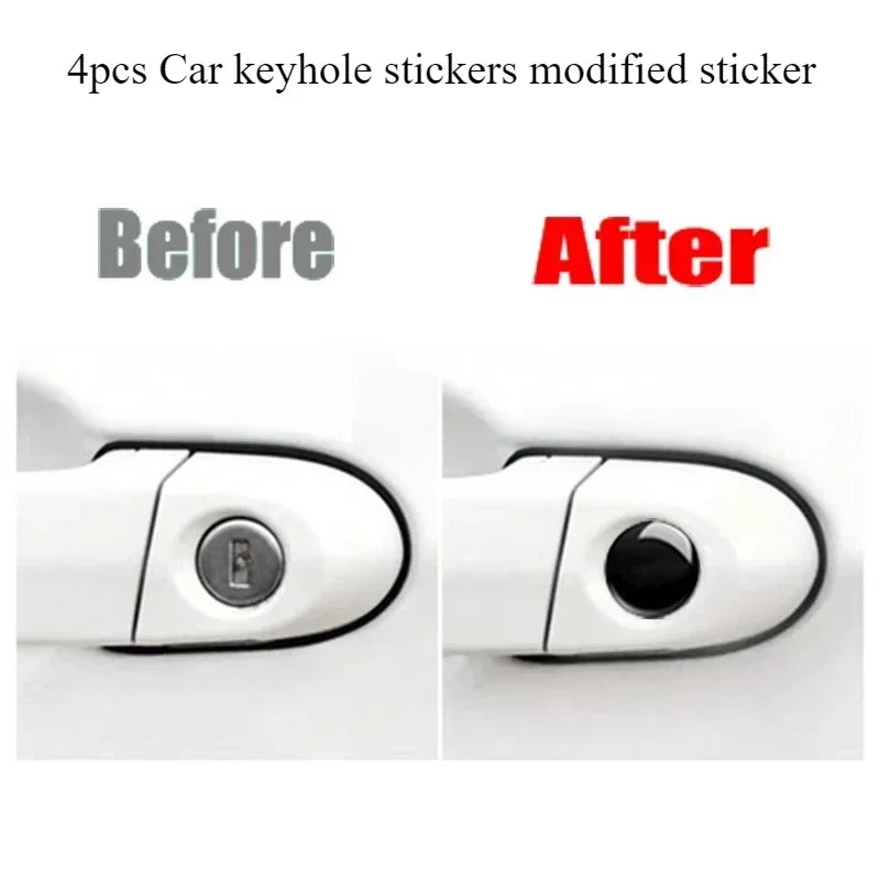 4pcs Car Keyhole Stickers Modified Sticker Keyhole Stickers Multifunctional Car Door Entry Guard Shield, Exterior Stickers Amagi
