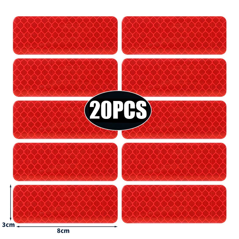 50/10pcs Car Bumper Reflective Stickers Reflective Warning Strip Tape Secure Reflector Stickers Decals Safety Warning 3*8CM
