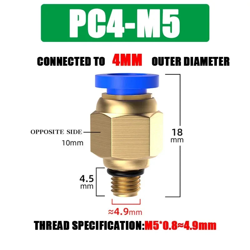 10/50PCS Pneumatic Fitting Air Connector PC 4mm 6mm 8mm 10mm 12mm Thread 1/8" 1/4" 3/8" 1/2" Hose Fittings Pipe Quick Connectors