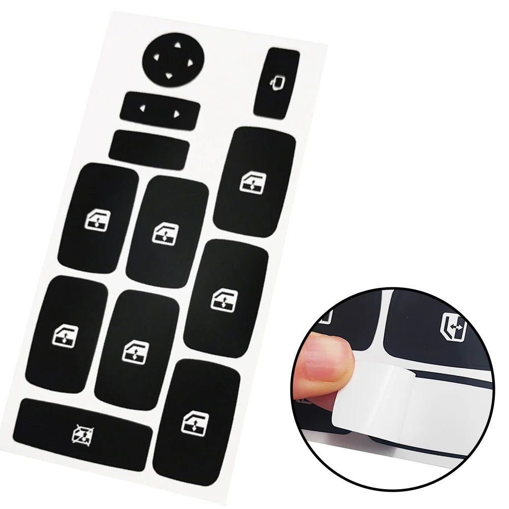 1pc For Fiat Croma Windows Button Stickers Decals Repair Worn Button Knob Switch Window Control Panel Black Car Stickers