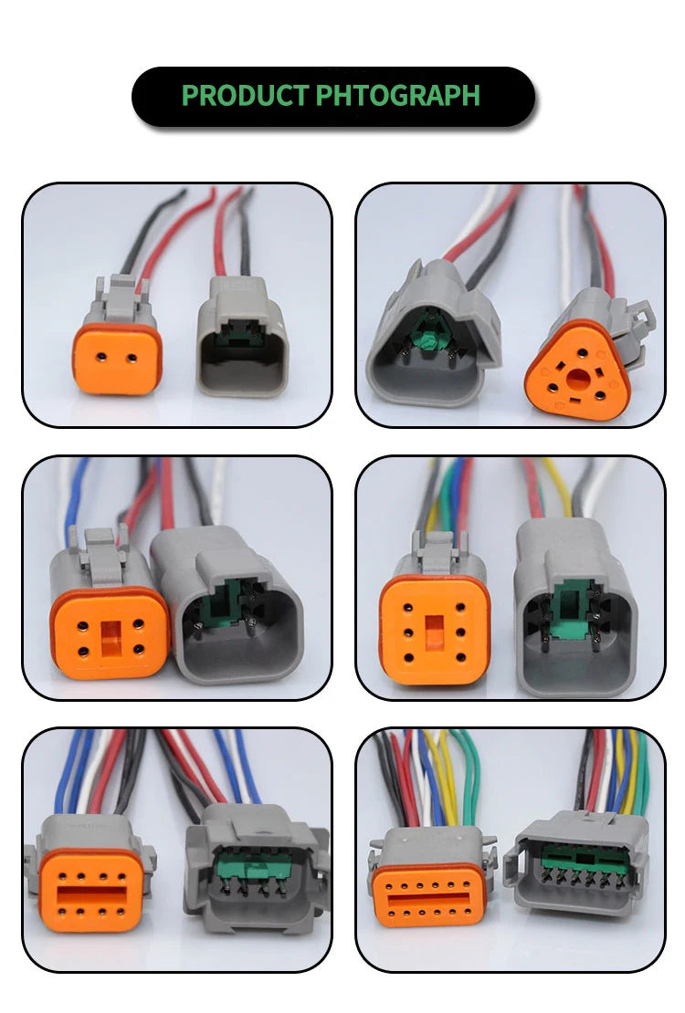 5/20/100 Sets Deutsch DT Connector With 15cm Wire Harness Waterproof Electrical Car Socket Plug DT06-2S DT04-2P 2/3/4/6/8/12P