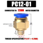 10/50PCS Pneumatic Fitting Air Connector PC 4mm 6mm 8mm 10mm 12mm Thread 1/8" 1/4" 3/8" 1/2" Hose Fittings Pipe Quick Connectors