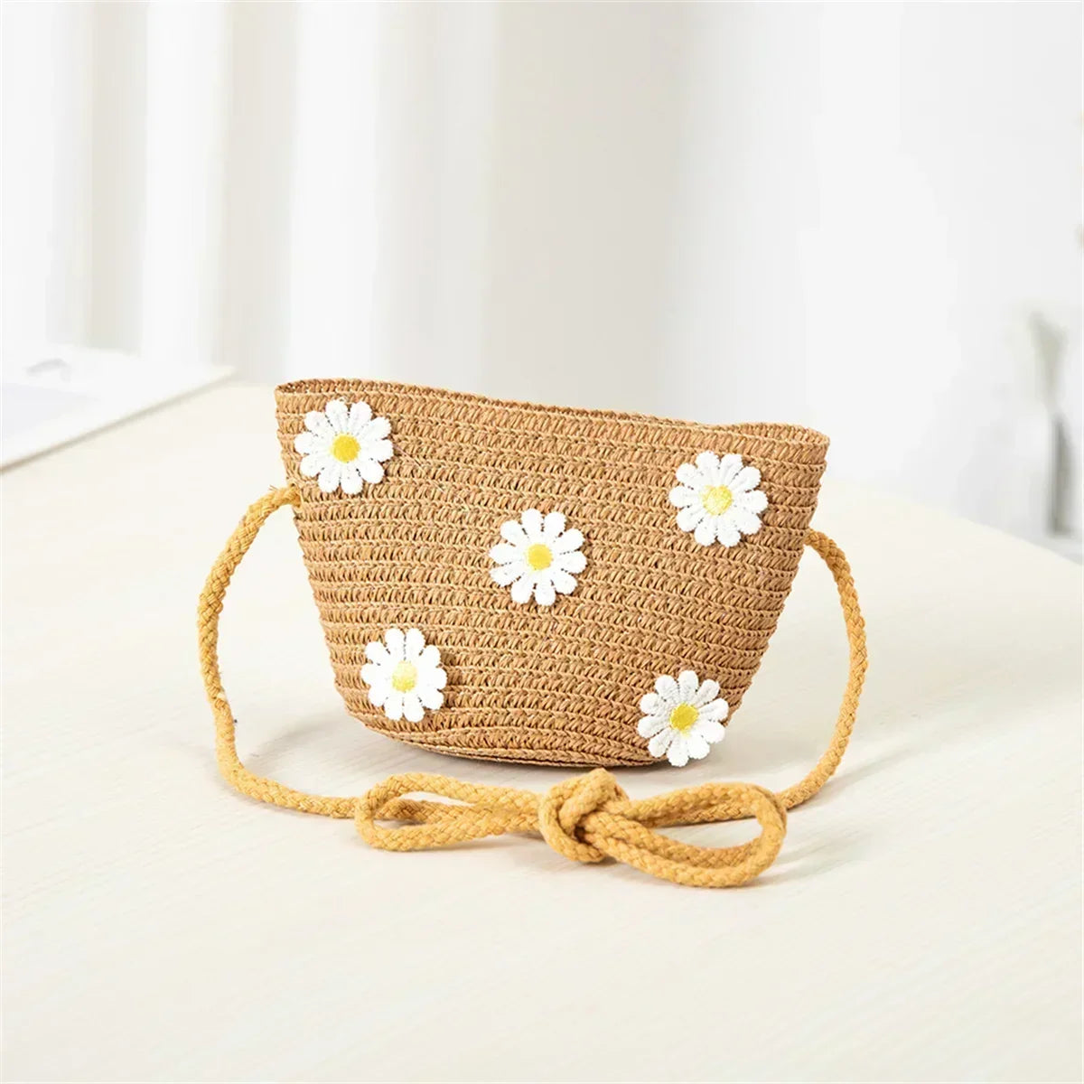 Girls' Straw Hat Bag Matching Travel Sun Hat Flower Children's Sun Hat Outdoor Fashion Fisherman Hat Sunscreen Hat Amagi