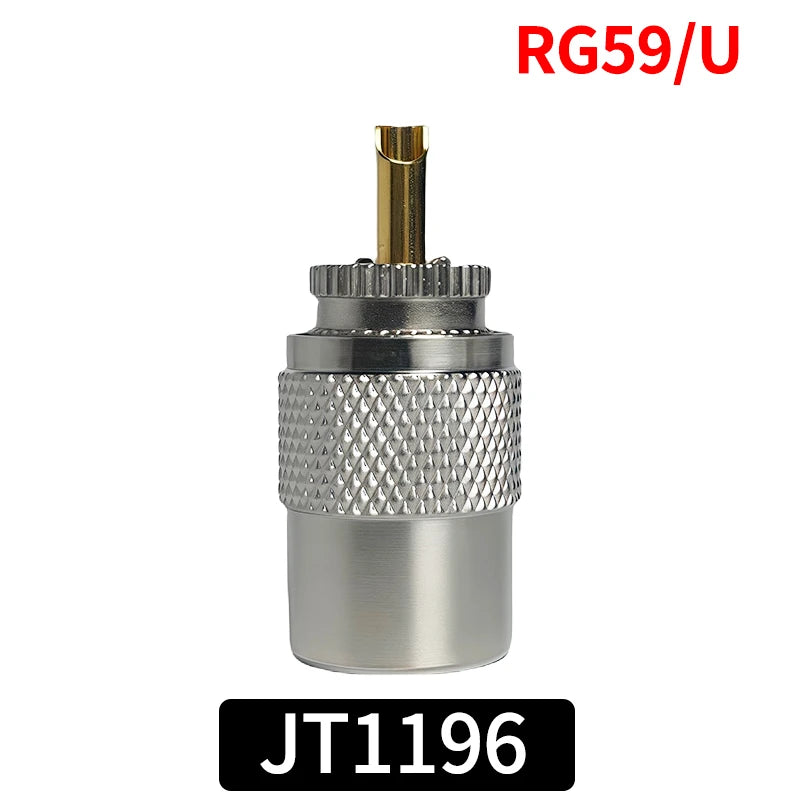 UHF Male Plug & N-Type Male Plug RF Connectors, Gold-Plated Brass Crimp Adapter for RG58 RG59 RG6U Coaxial Cable, Antenna Use