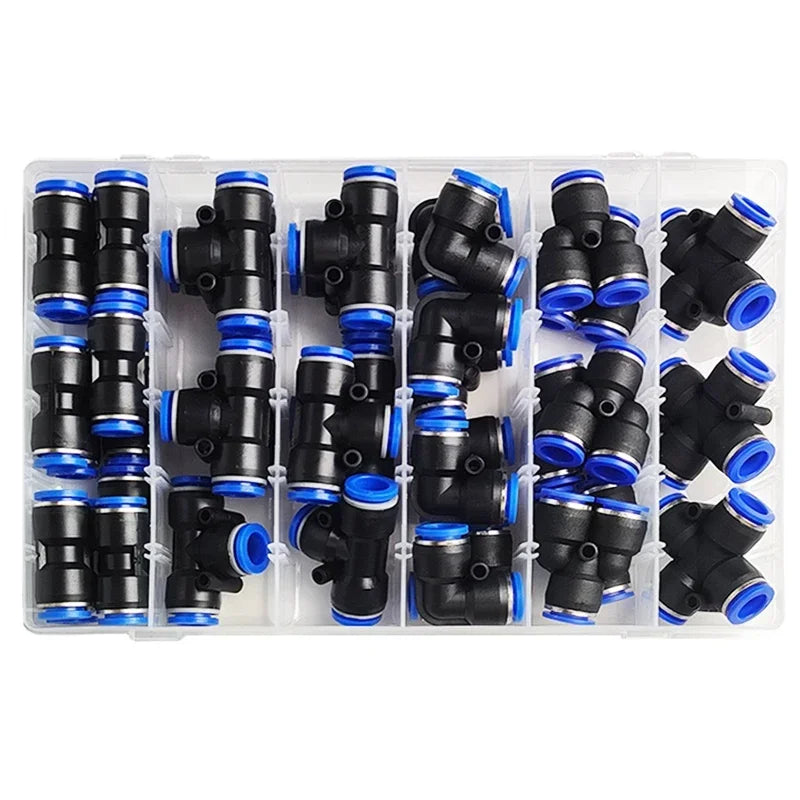 39 PCs/Box Boxed Pneumatic Fittings PU-12/PE-12/PZA-12/PY-12/PV-12 Quick Release Connectors Kit For 4mm Plastic Hose Couplings