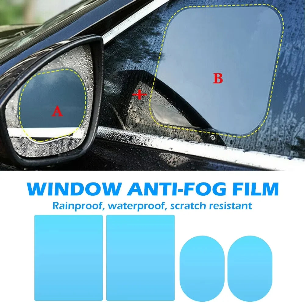 4Pcs Car Rearview Protective Side Windows Sticker, Anti Fog Glare Rainproof Waterproof Mirror Film Clear Nano Coatin Amagi