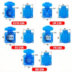 IP54 16A Outdoor Socket with Flip Cover | Euro/UK/BR Plug Waterproof for Garden & Industrial Use - Heavy Duty Explosion-Proof