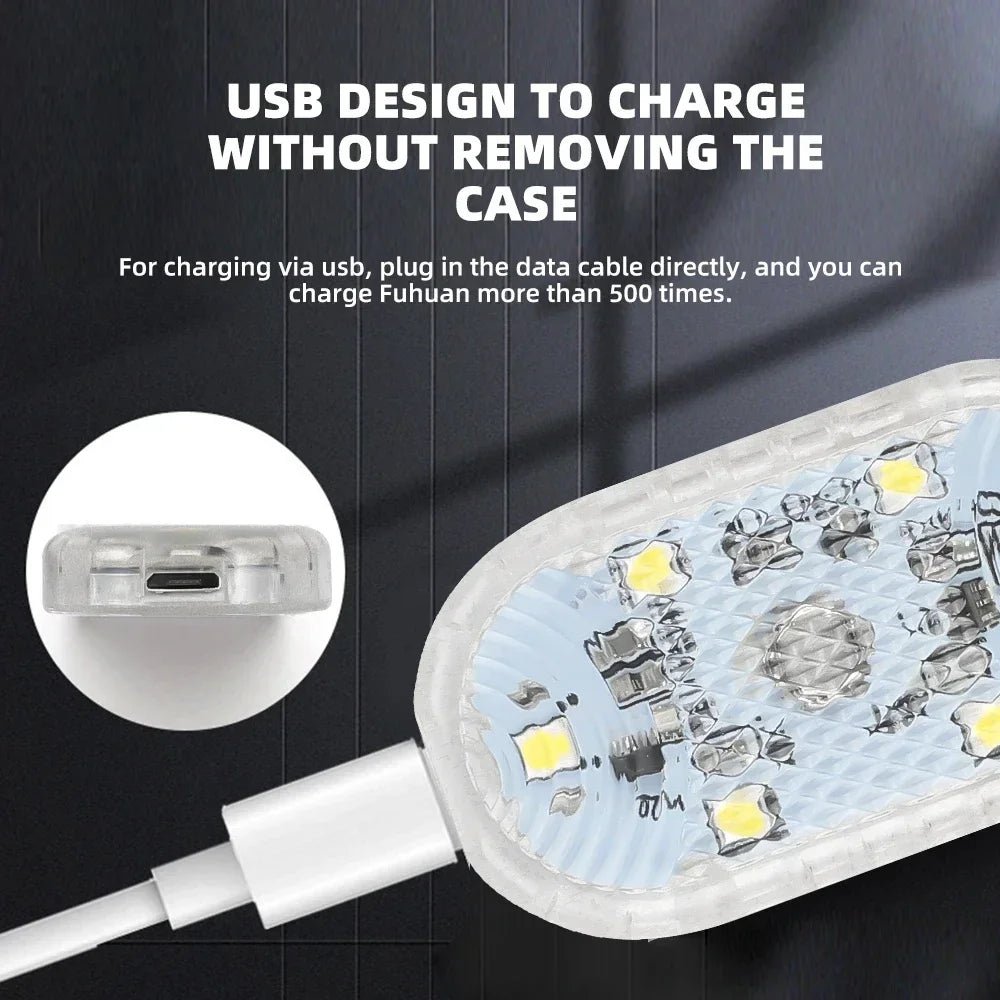Car Interior Dome Light Finger Touch Sensor Mini LED Reading Lamp Roof Magnets USB Charging Atmosphere Dome Lamp Senser Tools Ne