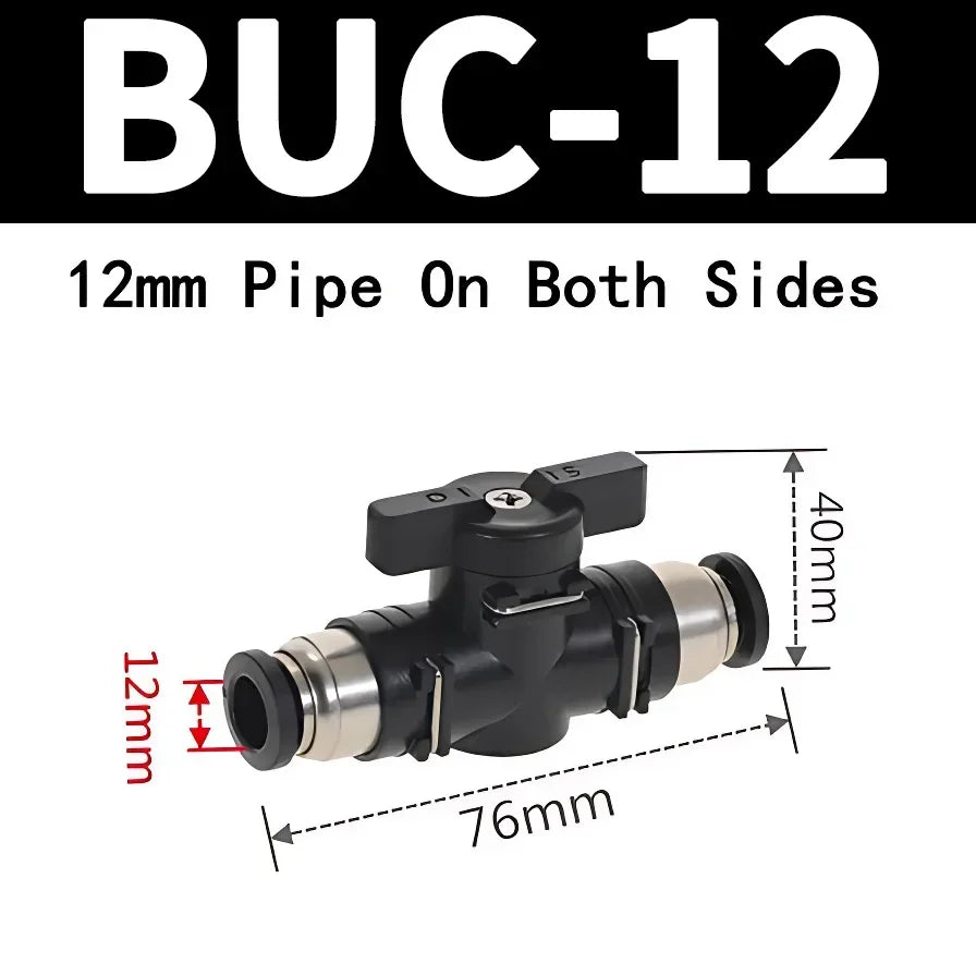 BUC Pneumatic Manual Valve - Straight Head Quick Coupling Steering Switch Manual Ball Valve for Air Hose (4mm,6mm,8mm,10mm,12mm)