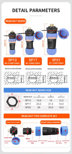 5/10/100 Sets SP16 SP17 SP20 SP21 2PIN-12PIN Screw Wiring Waterproof Aviation Connectors IP68, Electrical Cable Wire Connector