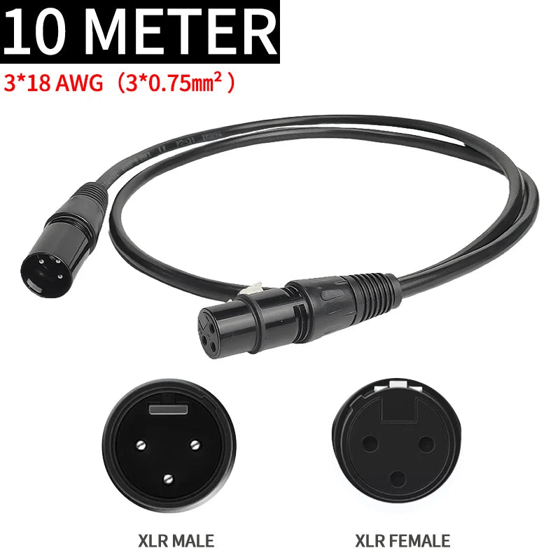 3-Pin XLR Male to Female Microphone Cable, 3×18AWG Balanced DMX Audio Cord for Stage Light, Mixer, Speaker & Amplifier
