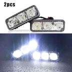 2pcs 3LED Car Work Light DRL Spotlight Super White High Power Waterproof Car Daytime Running Light Fog Lamp Driving Lamp