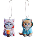 Acrylic Cat Pendant Key Chain 2D Flat Kitten Hanging Keychain Lifelike Kitten Bag Pendent Cartoon Animal Keyring Accessories