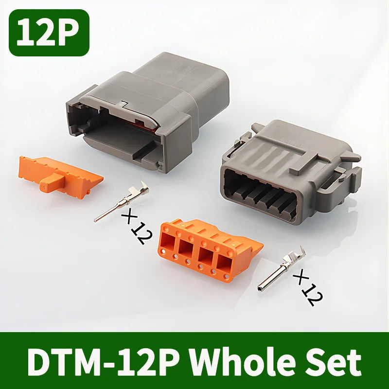 Deutsch DTM Series Sealed Connector Kit (DTM06 & DTM04) 1-10 Boxes - Automotive Waterproof Plug with Terminals & Pins for Truck