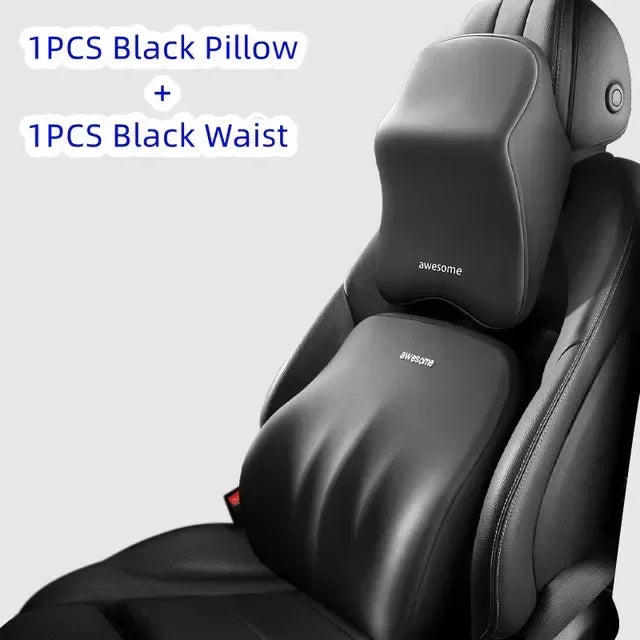Car Lumbar Back Support Memory Foam Headrest Neck Lumbar Pillow Universal Soft Neck Pillows Seat Cushion Car Interior Accessorie