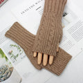 Men Women Stretch Acrylic Knit Stripe Fingerless Mitten Student Couple Winter Warm Twist Flower Half Finger Solid Glove Amagi