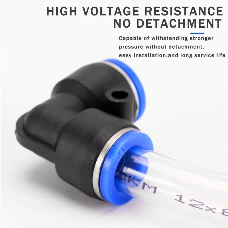10PCS PV Elbow Pneumatic Quick Fitting, 4/6/8/10/12mm Air/Water Hose Push Connector for Industrial, Heavy Duty Leak-Proof Seal