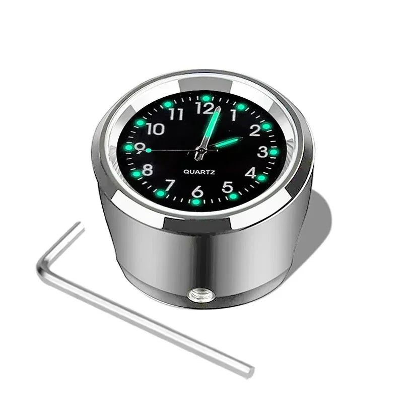 Universal 7/8 "Waterproof Chrome Motorcycle Bike Handlebar Mount Quartz Clock Watch Aluminum Luminous Clock Moto Black Amagi